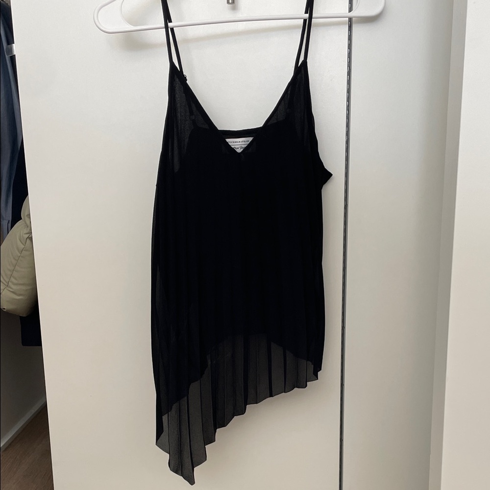 & Other Stories Black Asymmetrical Pleated Blouse